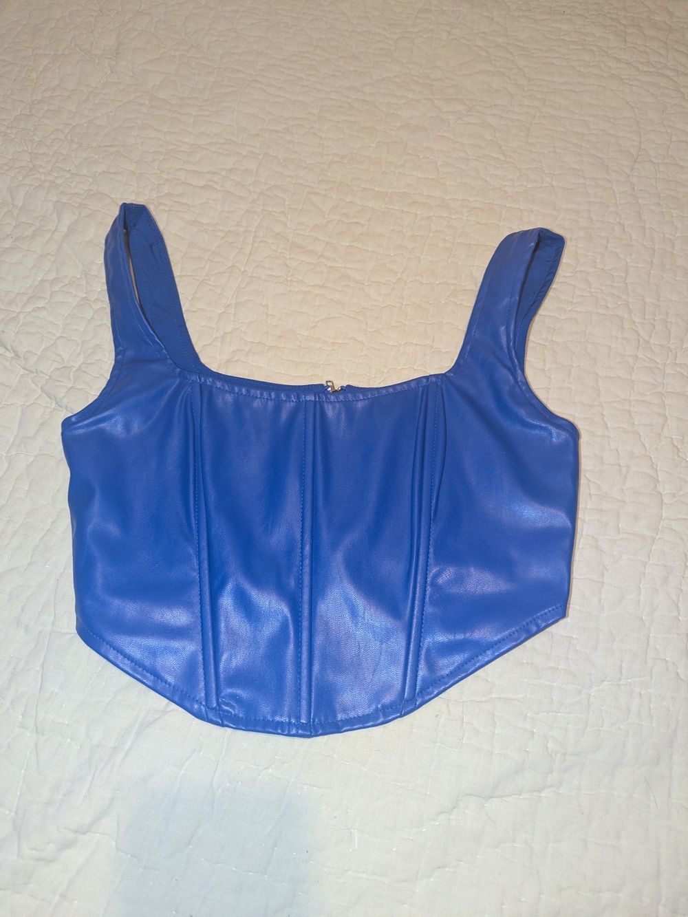 Princess Polly Electric Blue Faux Leather Corset Crop Top